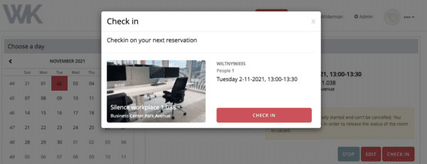 Check-in confirmation via web app